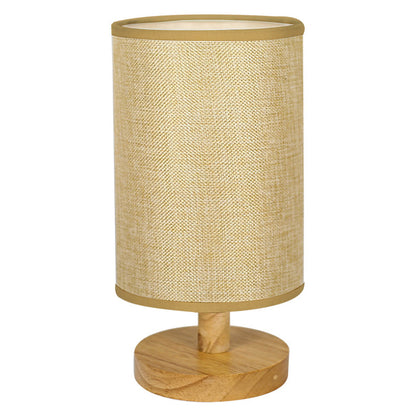 USB Powered Small Bedside Night Light Minimalist Table Lamp with Round Fabric Shade for Bedroom College Dorm Yellow
