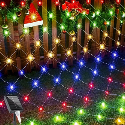 Solar Outdoor Mesh Lights Bush Lights 8 Modes Christmas Net Light - Colorful