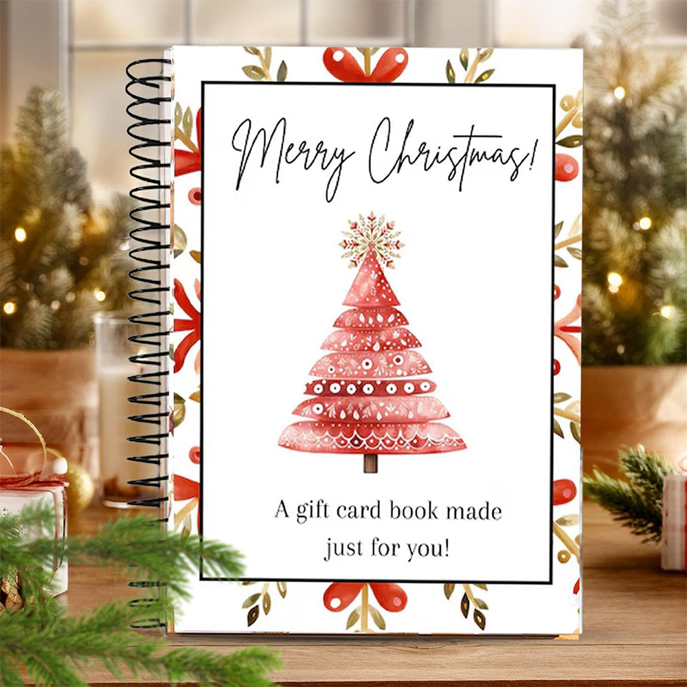 3 Pieces Christmas Gift Card Book Coil Bound Card Holder - Christmas Tree