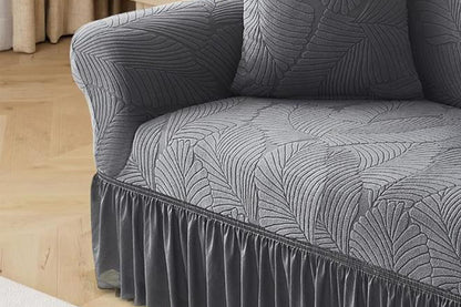Sofa Cover with Skirt Stretch Sofa Slipcover Non-Slip Soft Couch Cover -Dark Grey