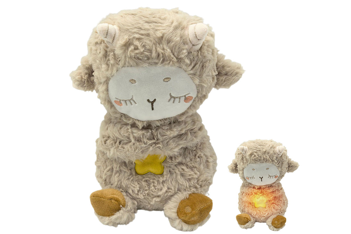 Kawaii Plush Doll Sleeping Companion Soothing Sound and Light Toy-Khaki