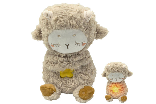 Kawaii Plush Doll Sleeping Companion Soothing Sound and Light Toy-Khaki