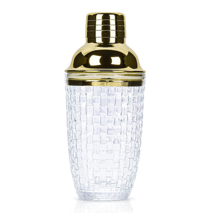 Glass Cocktail Shaker Leakproof Drinks Shaker with Steel Lid Ice Shaker for Home and Bar Use Golden