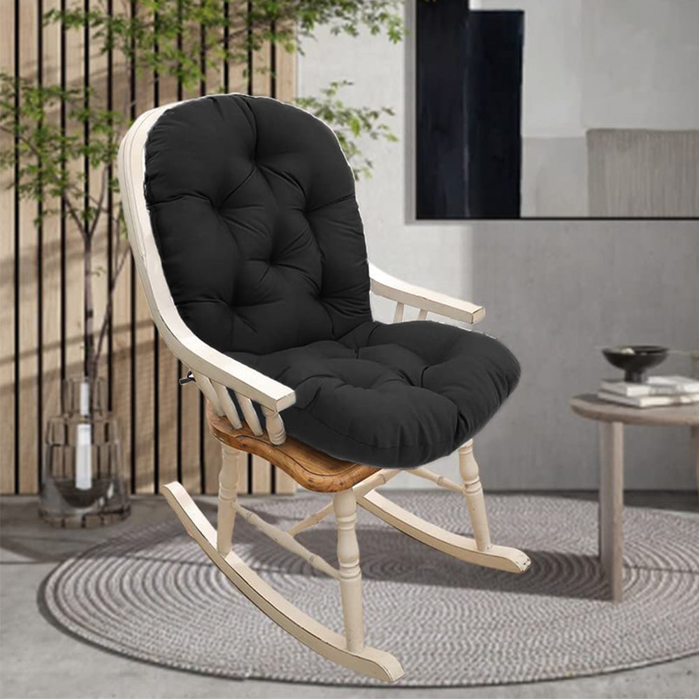 Solid Color Seat Cushion for Swivel Rocker Chair for Home Garden High Back Hammock Black