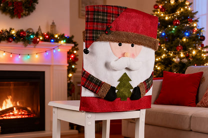 Christmas Chair Covers with Santa Hat for Holiday Dinner Party -Elder
