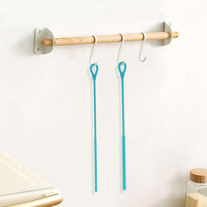 2Pcs Silicone Straw Cleaner Brushes Reusable Straw Cleaner with Bendable Steel Core Blue