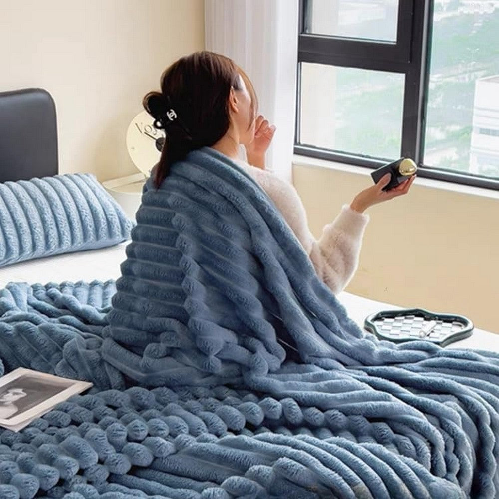 Throw Blanket for Couch Sofa Soft Fleece Throw Blankets Room Home Decor-Blue