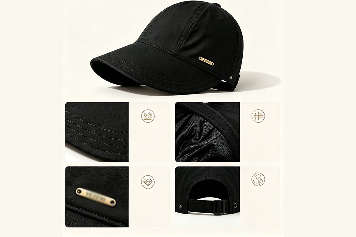 Wide Brim Quick Dry Foldable Sun Hat - Black