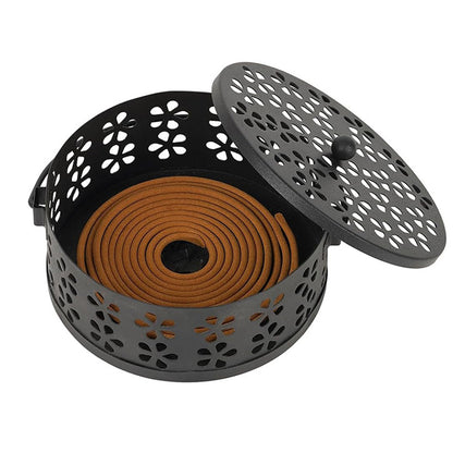 2 Pack Metal Mosquito Coil Holder with Lid Portable Hanging Incense Burner Box Blue Black