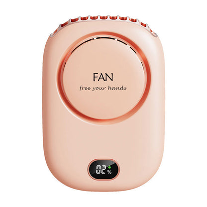 Portable Summer Cooling Fan with Lanyard USB Rechargeable Desk Fan Mini Cooling Travel Hanging Fan Pink