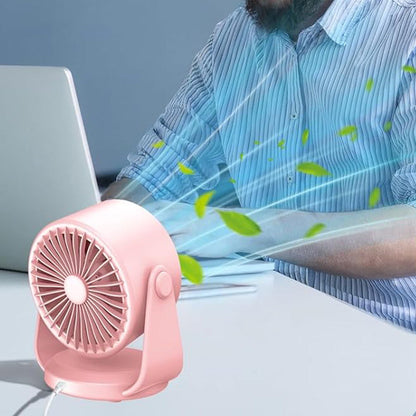Quiet Table Fans Wall-Mounted Digital Display Rechargeable Fan for Home Office Kitchen Travel Camping Pink