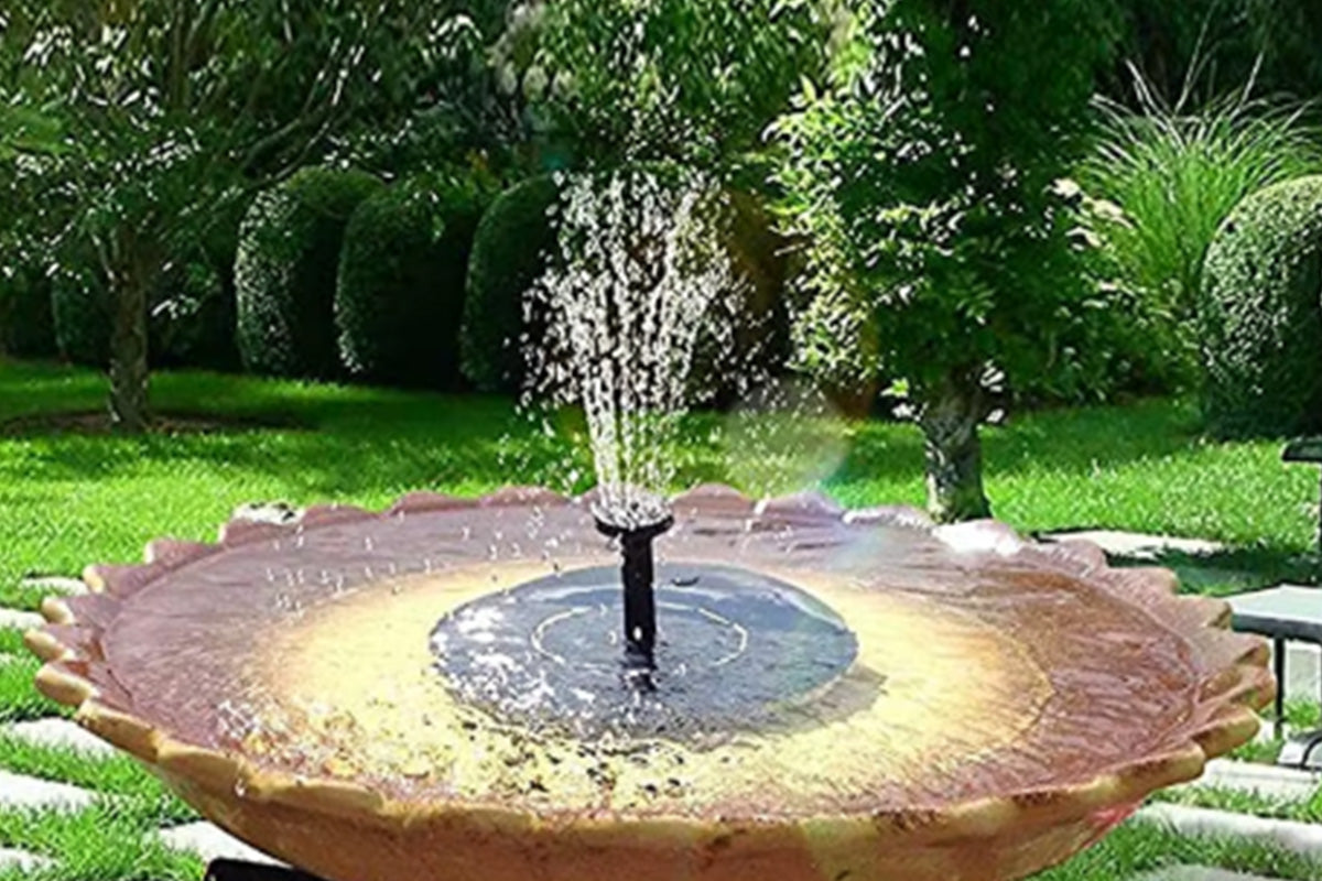 2Pcs Solar Bird Bath Fountain Pump with 6 Replacement Nozzles
