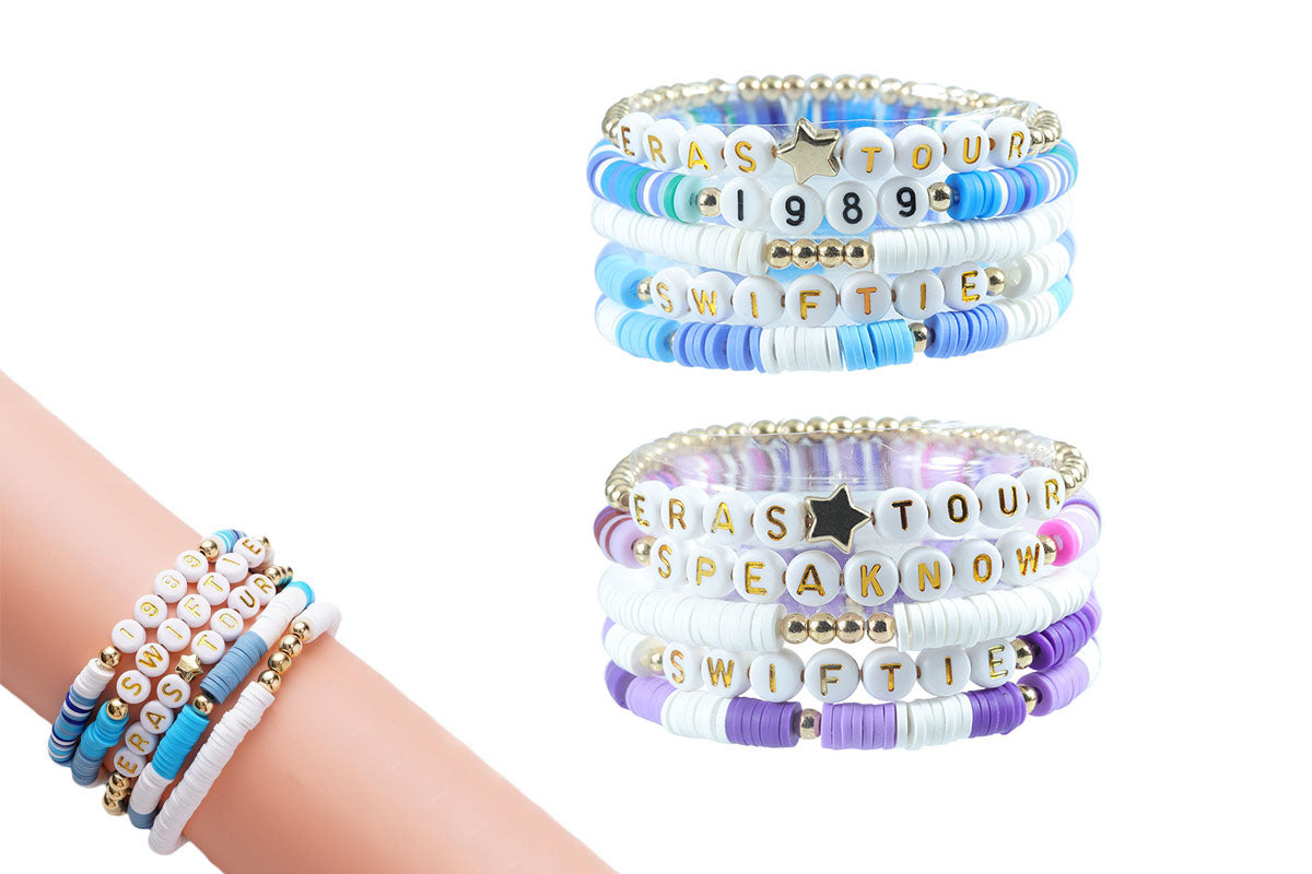 2Pcs Bracelets Set Mid Friendship Inspired Jewelry Gifts For Girls Concert Fans Bracelet-Blue And Purple