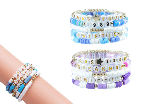 2Pcs Bracelets Set Mid Friendship Inspired Jewelry Gifts For Girls Concert Fans Bracelet-Blue And Purple