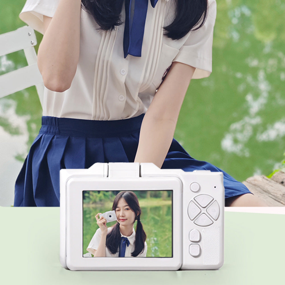 16X Zoom Digital Camera 180 Degree Flip Screen Autofocus Video Camera with 32G Memory Card White