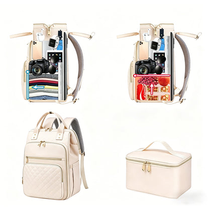 2-in-1 Lunch Backpack For Women Laptop Backpacks Travel Backpacks-Beige