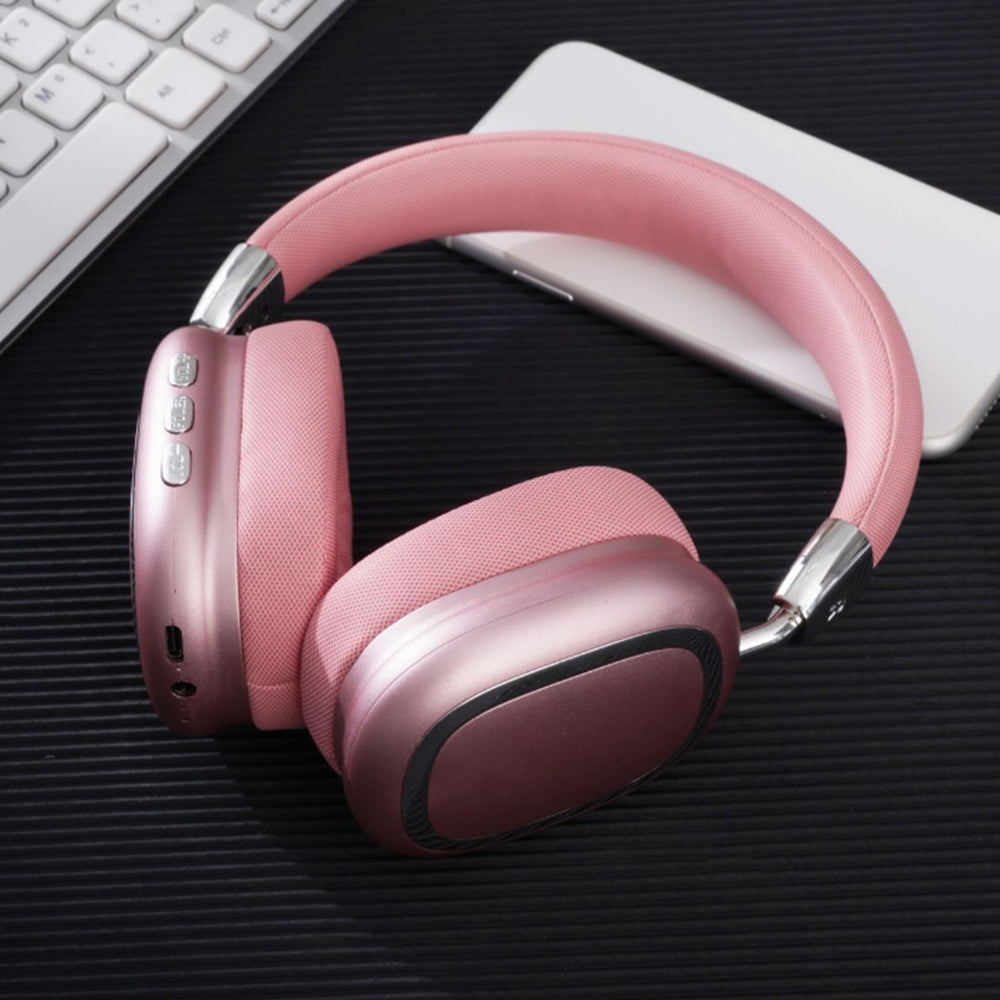 Bluetooth 5.3 Wireless Headphones Stereo Earphones Over Ear Headset Pink