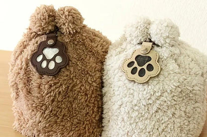 2PCS Pet Paw Shaped Key Chain Pet Fur Key Chain Pet Memorial Gift Key Ring-White