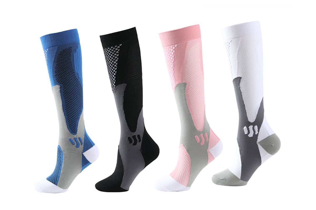 4Pcs Compression Socks for Women and Men Best Support for Athletic Running Hiking-Each of Color M