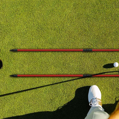 Collapsible 3-Section Golf Alignment Stick Golf Training Aid for Aiming Putting Swing Trainer Red