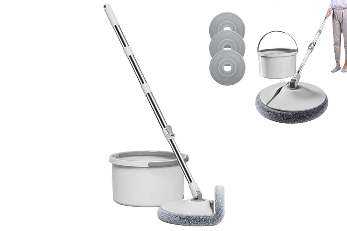 360 Degree Rotatable Mop Bucket Kit Dry Wet Floor Cleaning With 4 Mop Towels