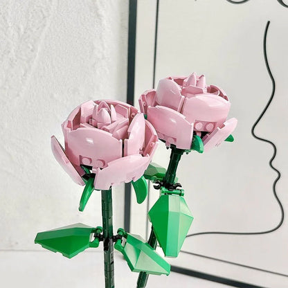 Set of 2Pcs Flower Building Blocks Kits Artificial Flowers Home Office Decoration Style 3