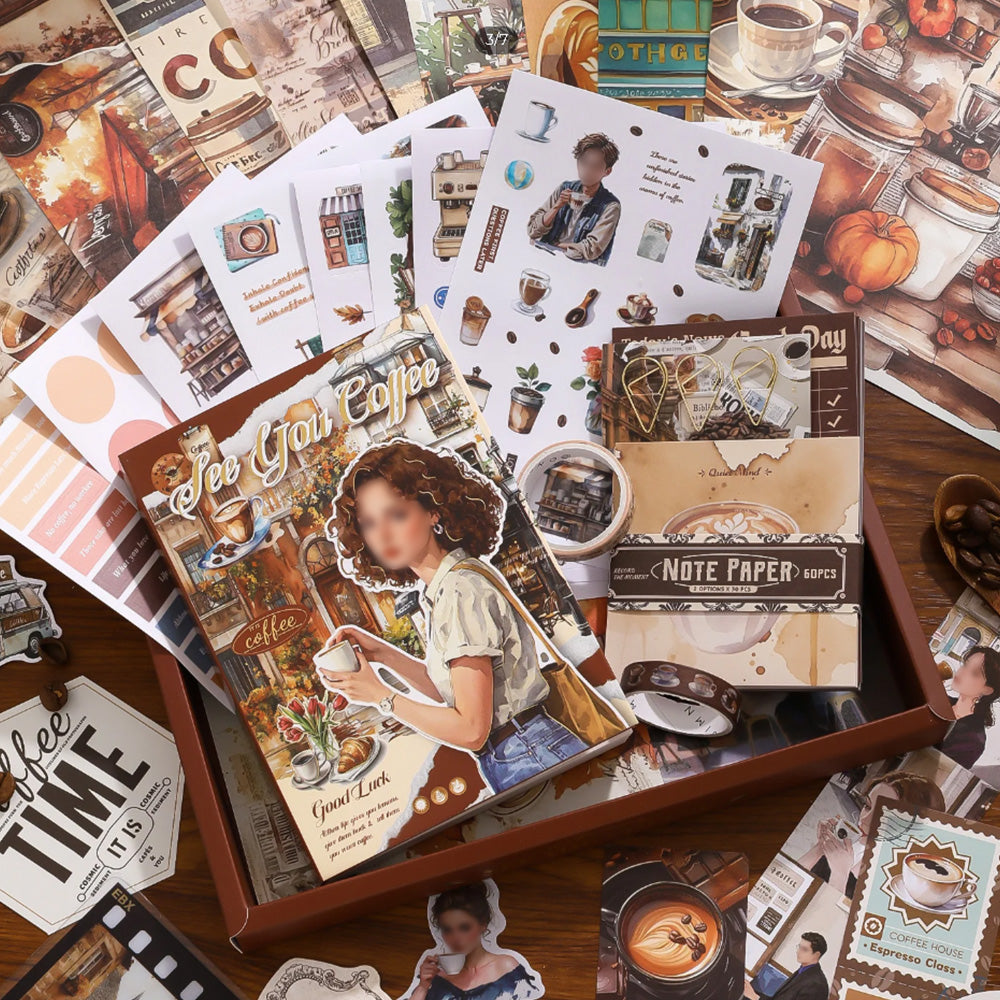 Vintage Scrapbook Kit Bullet Junk Journal Kit with Scrapbooking Supply-Coffee