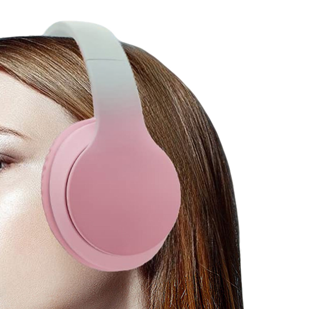 Foldable Kids Wireless Headphones Over Ear Bluetooth Headset with Mic Function Pink
