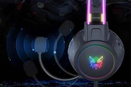 Gaming Headset with Detachable Cat Ears Wired Over LED Ear Headphones with Mic for PC Laptop PS4 PS5 Xbox Switch -Black