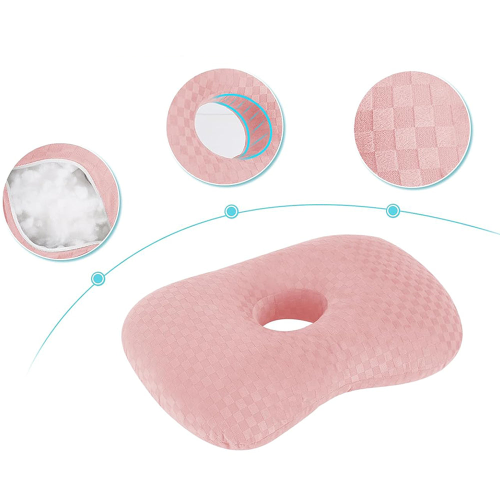 Ear Pillow for Side Sleepers with Hole-Pink