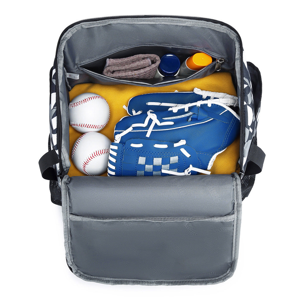 Large Capacity Baseball Bag Softball Bat Bag with Shoe Compartment Black and White