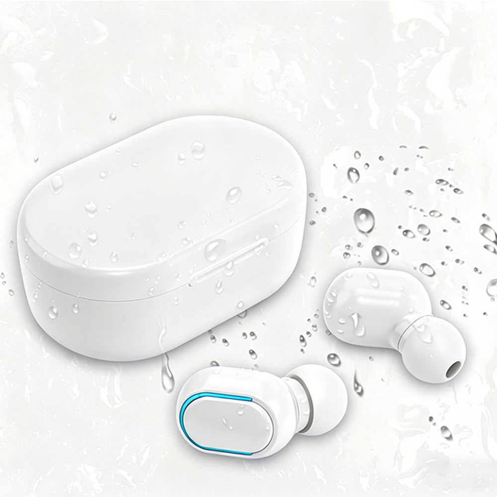 Bluetooth 5.1 Wireless Earbuds with LED Display IPX4 Waterproof Headphones-White
