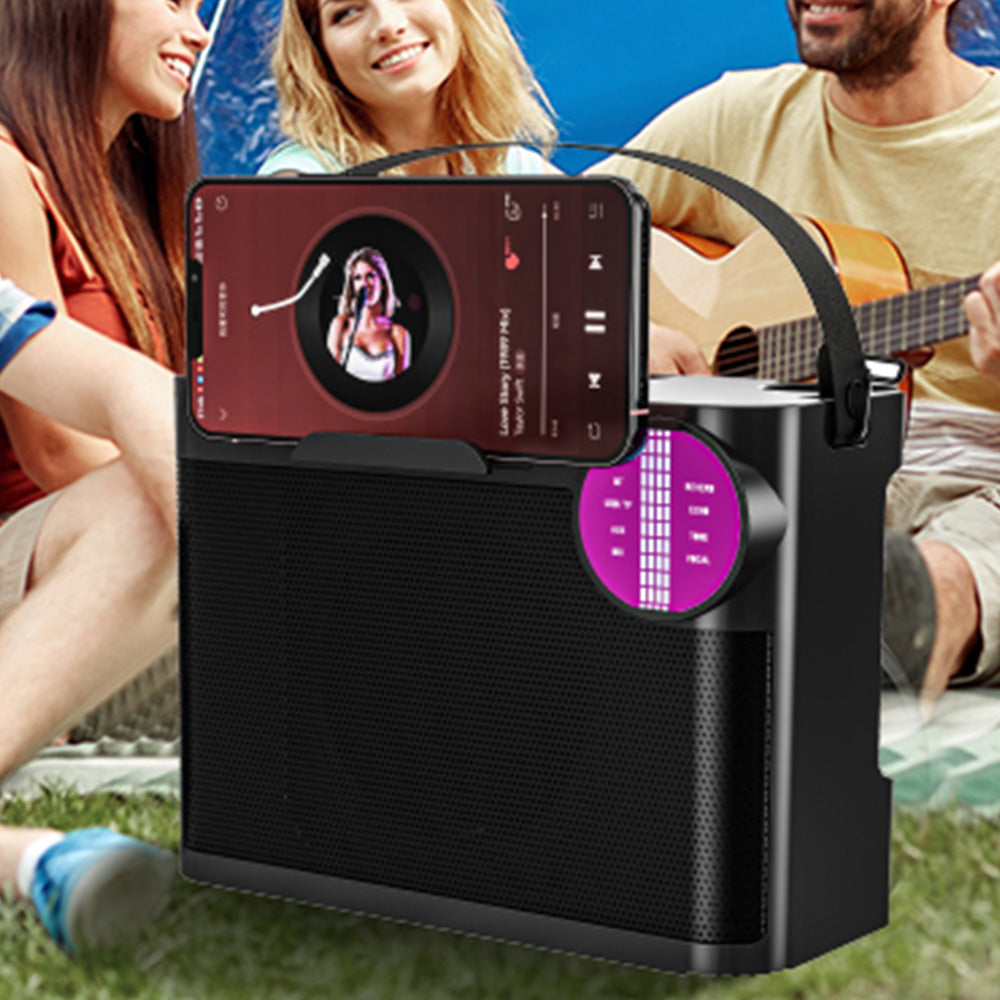 Portable Bluetooth 5.3 Speaker with 2 Wireless Microphones Home Karaoke Speaker Machine Black