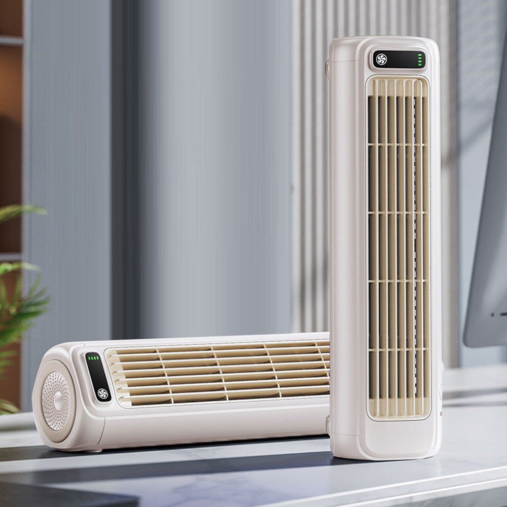 Air Conditioner Style Desktop Cooling Fan with Digital Screen for Room Office Beige