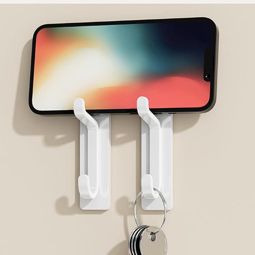 4 Piece Stainless Steel Double Adhesive Hooks - White
