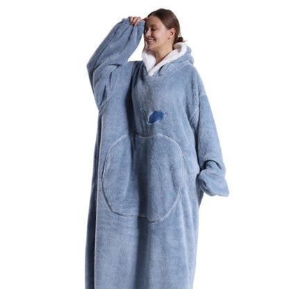 Unisex Hoodie Blanket Oversized Wearable Throw Blanket Blue