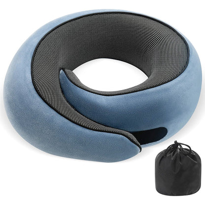 Memory Foam Travel Pillow Neck Support Pillow for Airplane Sleep Peacock Blue