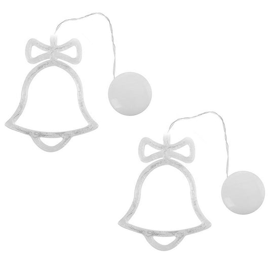 2PCS Christmas String Lights Hanging Window Indoor Outdoor Lights with Suction Cup for Xmas Party Decoration -Bell