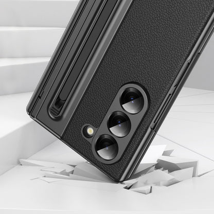 Phone Case for Samsung Z Fold 7 with Pen Holder Full Coverage Hinge Protection-Black