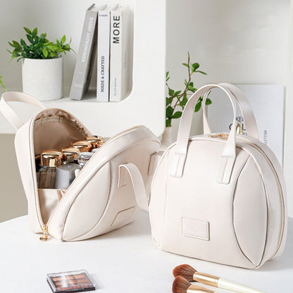 Travel Makeup Bag PU Leather Portable Toiletry Bag White