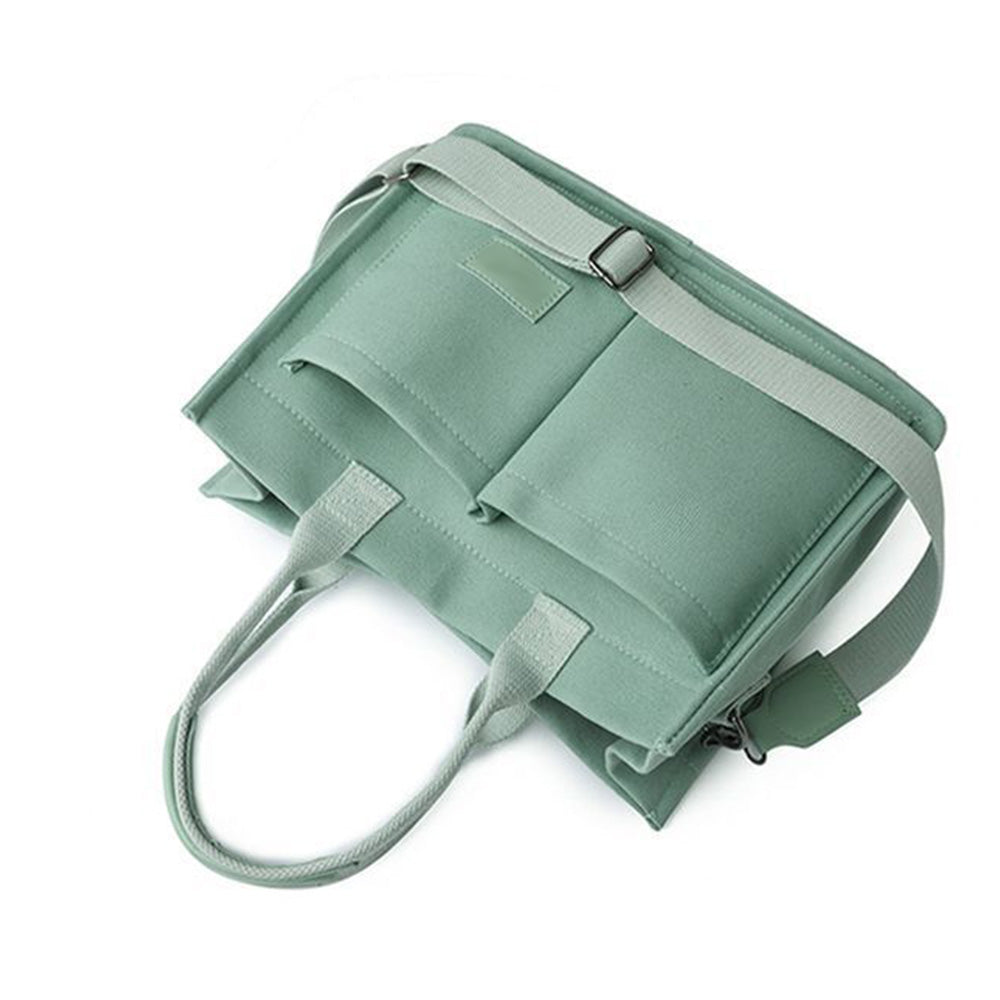 Canvas Tote Bag with Laptop Compartment Multi-Pocket Crossbody for Women Green