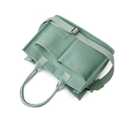 Canvas Tote Bag with Laptop Compartment Multi-Pocket Crossbody for Women Green