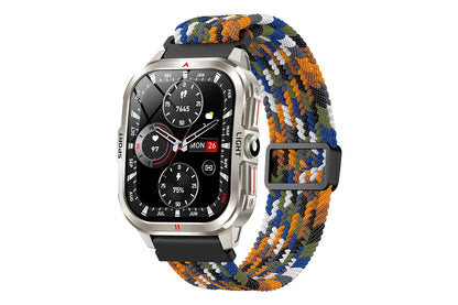 2.01inch Smartwatches with 100 Sports Modes Bluetooth Call Music Control for iPhone -Silver nylon strap