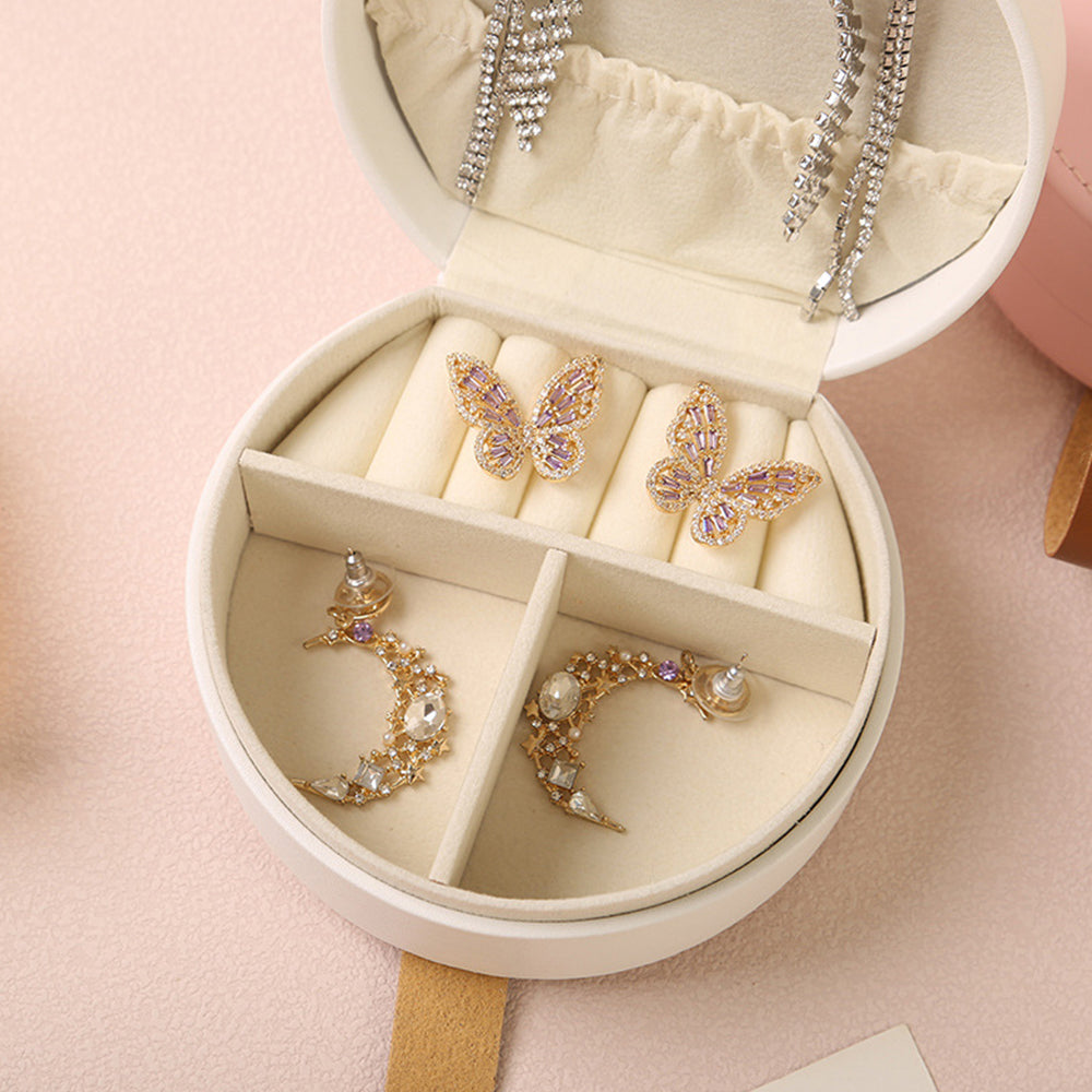 Travel Jewelry Case with Detachable Handle Accessory Organizer White