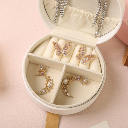 Travel Jewelry Case with Detachable Handle Accessory Organizer White