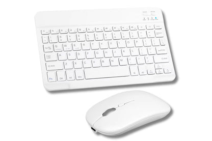 Ultra Slim Portable Wireless Bluetooth Keyboard Mouse Combo for Tablet Laptop -White