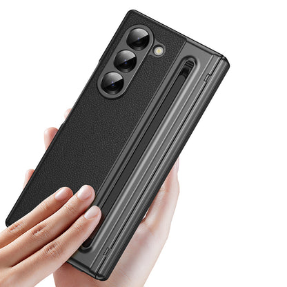 Phone Case for Samsung Z Fold 7 with Pen Holder Full Coverage Hinge Protection-Black