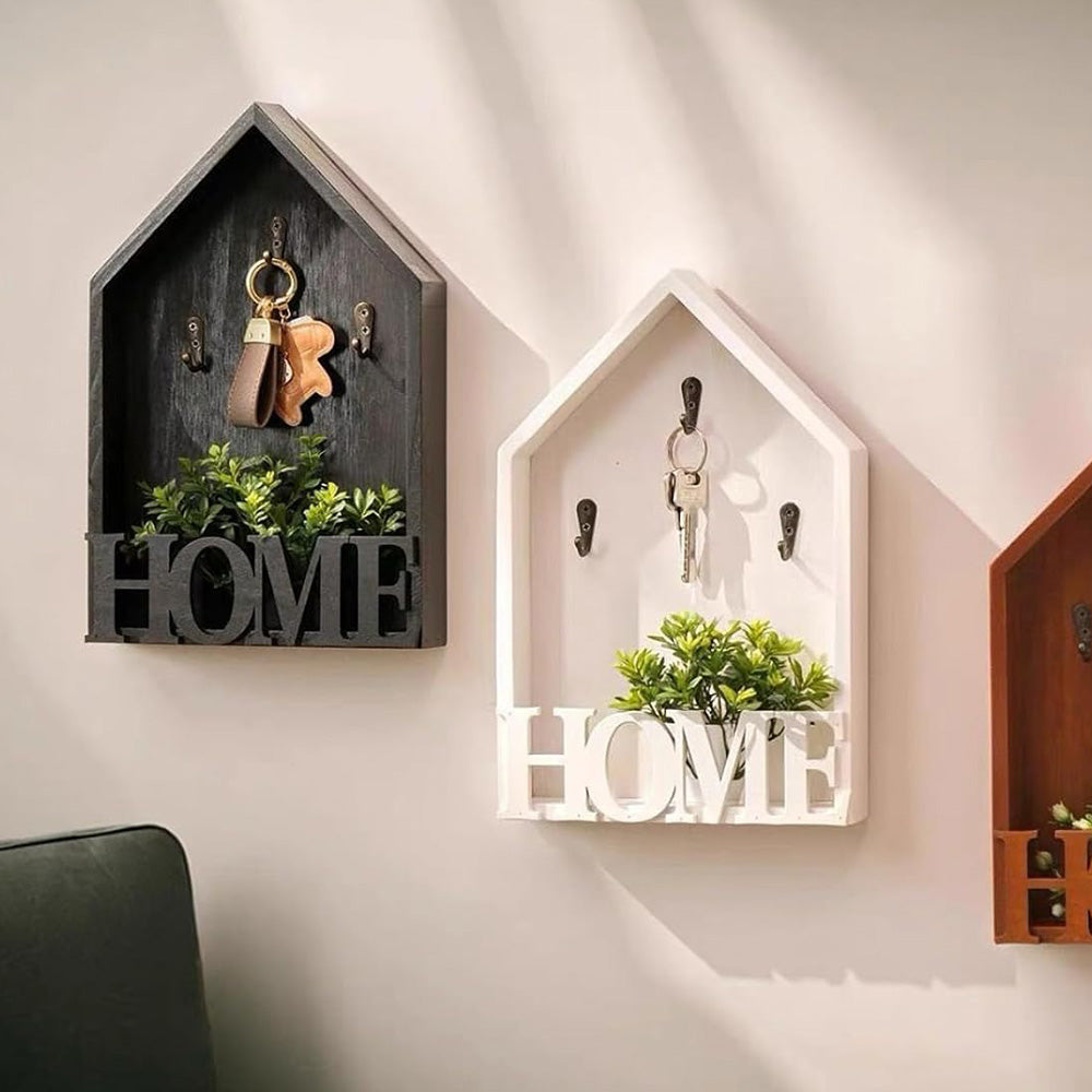 Vintage Key Holder Wall Mount with 3 Hooks Key Rack - White