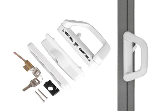 Sliding Door Lock Handle Security Door Locks Set With Keys-White Color