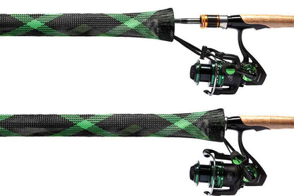2Pcs Fishing Rod Sock with Strap Fishing Rod Sleeve for Baitcasting-Green